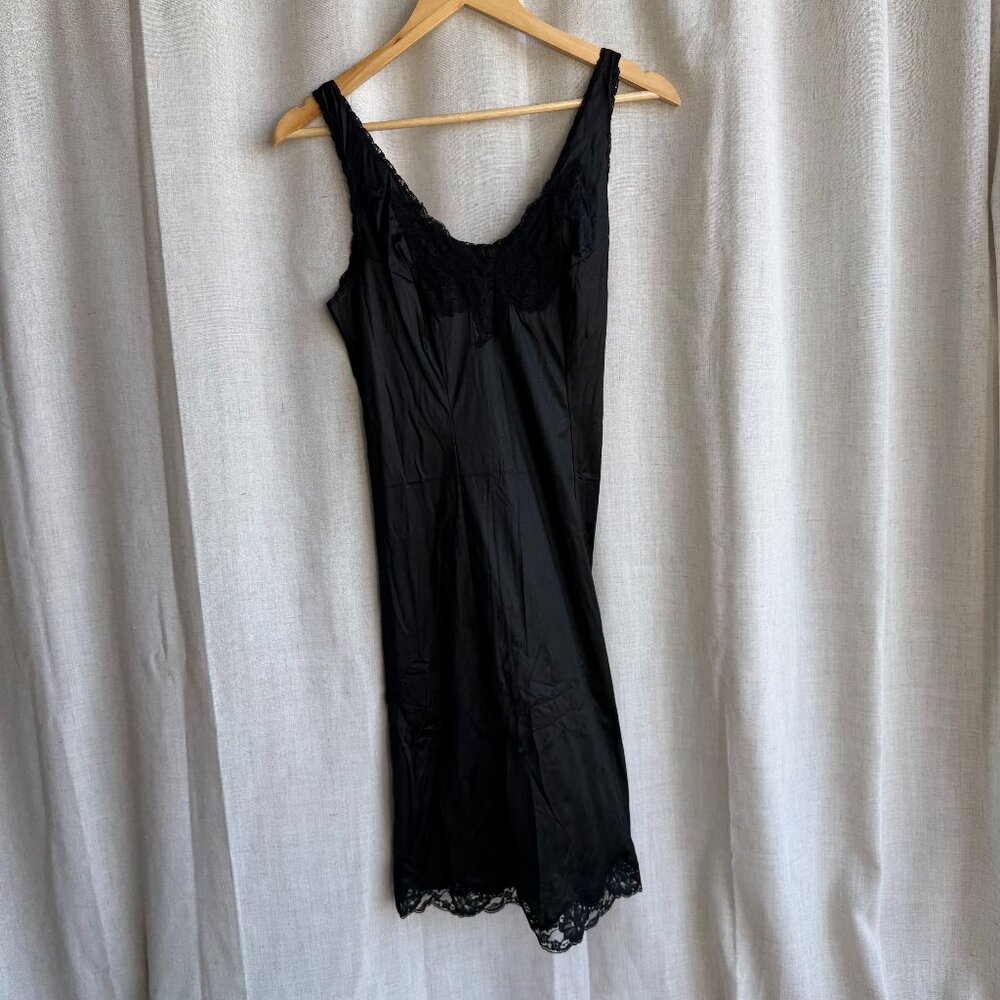 Vintage Valisere Paris Black Lace Slip Dress Made in France